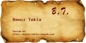 Bencz Tekla névjegykártya